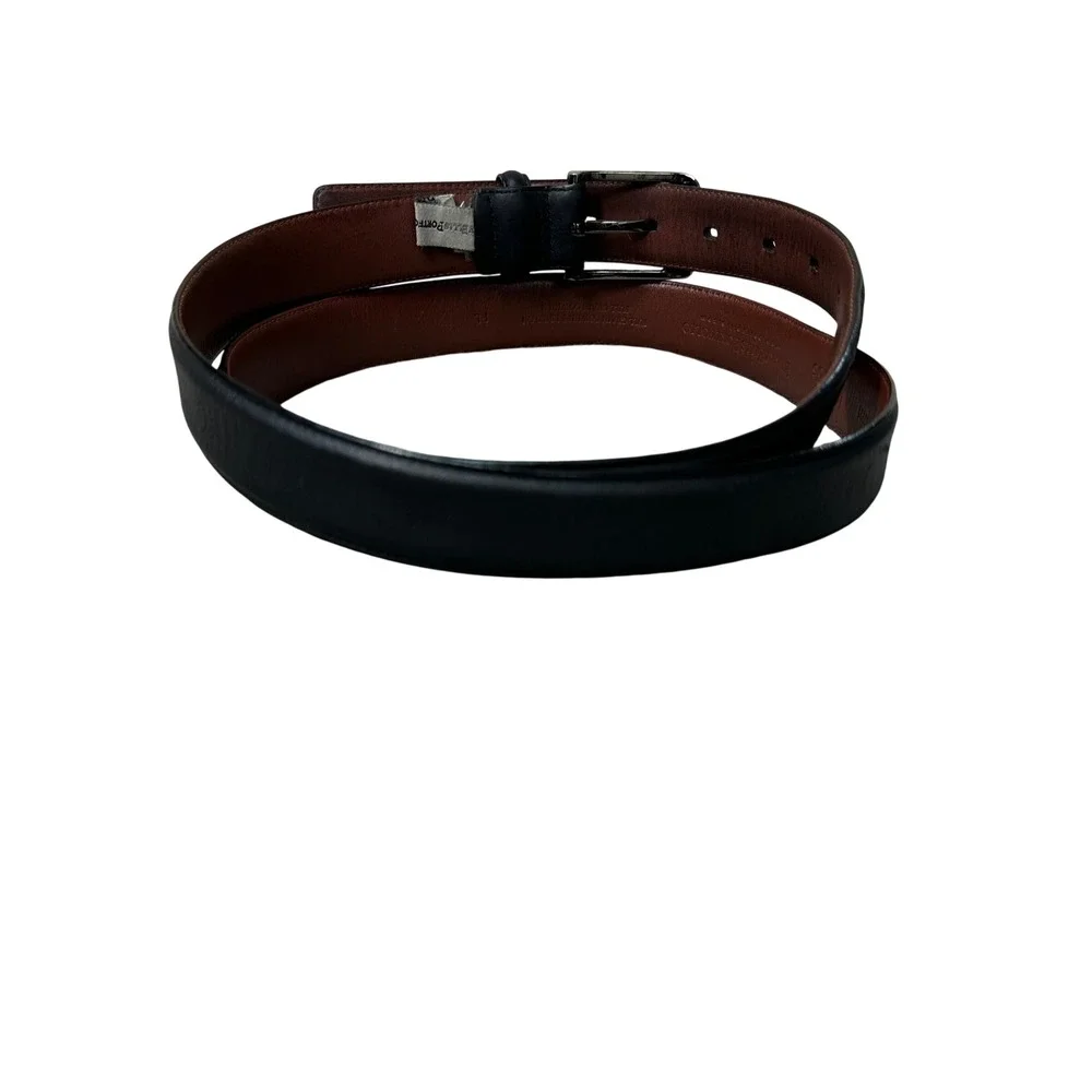 Perry Ellis Portfolio Mens Black Leather Belt Full Grain Cowhide Size 42 1P35050